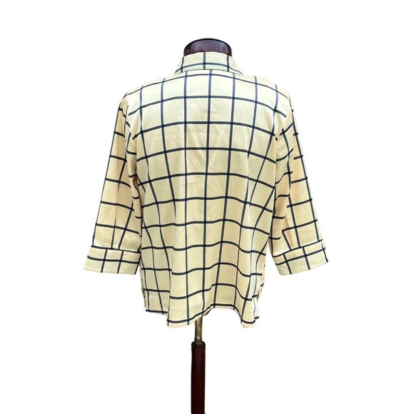 Lines by Louis Dell’Olio windowpane Check Shirt Yellow Blue Size 18 - Picture 4 of 7